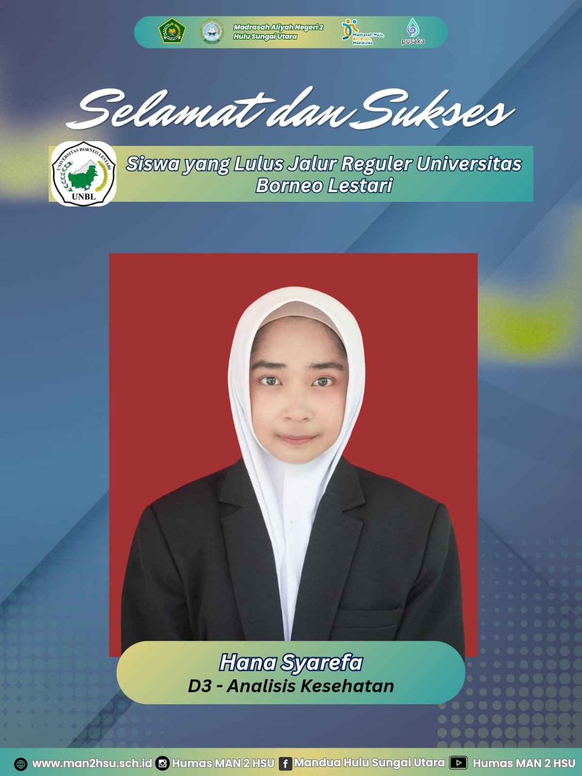 Siswi yang Lulus Universitas Borneo Lestari
